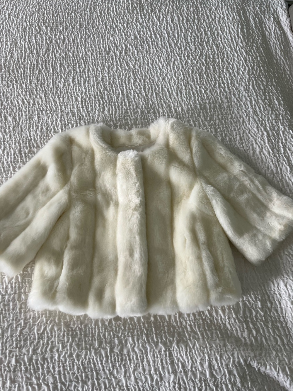Calvin Klein Ivory Faux Fur Coat